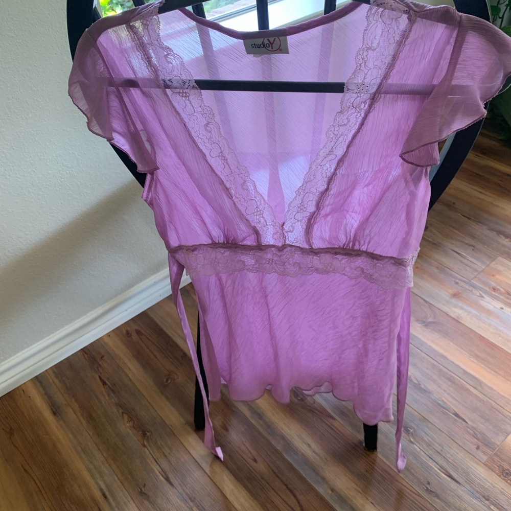Sheer purple flowery top